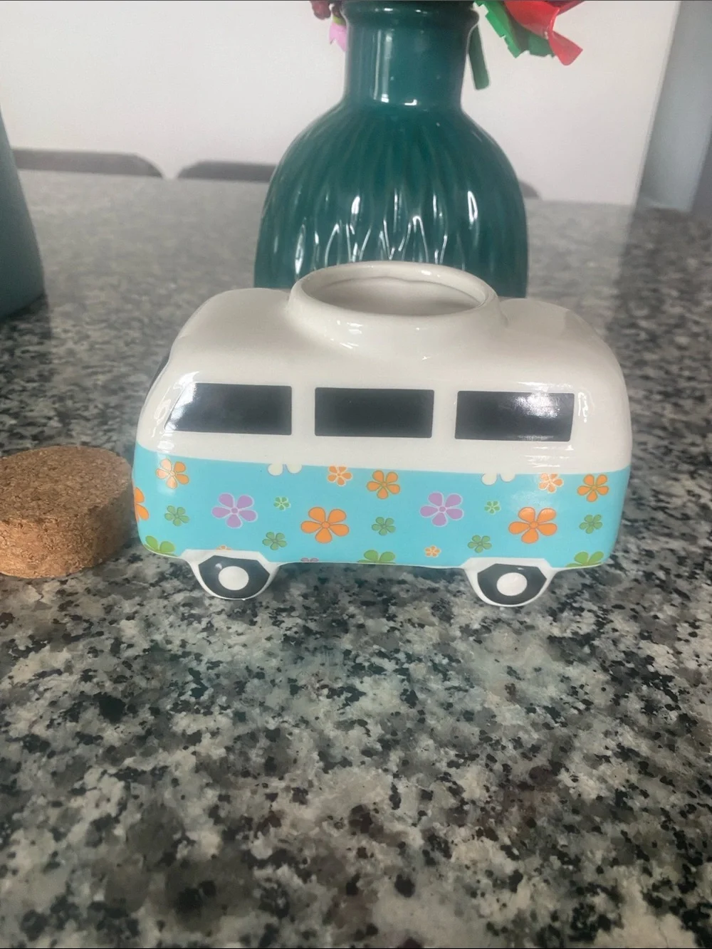 Ceramic Floral Camper Vase Accent